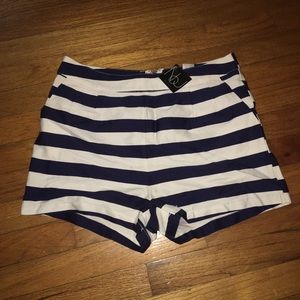 Navy and white striped shorts